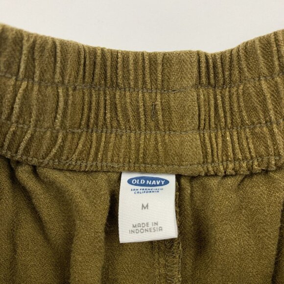 Old Navy Gathering Moss Olive Linen Blend High Rise Pull On Shorts M - Picture 2 of 4